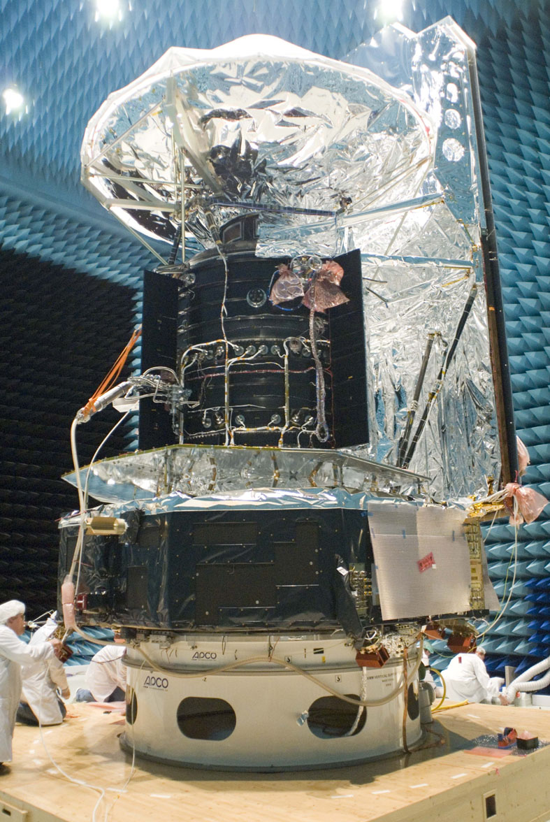 Herschel spacecraft in the EMC chamber at ESTEC Herschel spacecraft in the EMC chamber at ESTEC