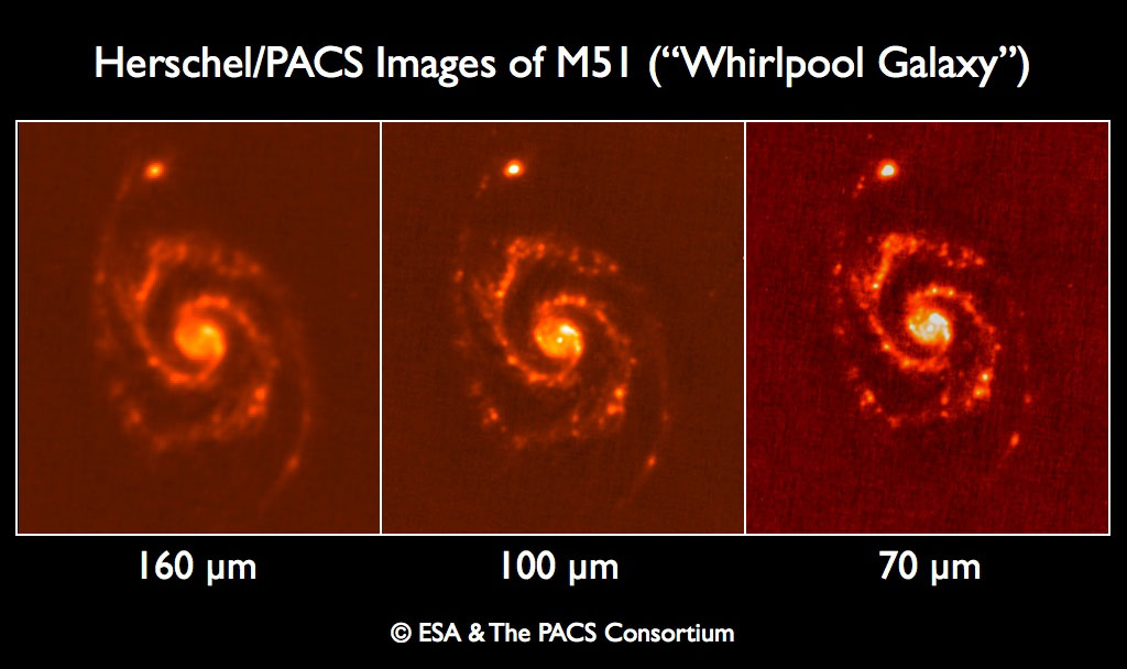 [Image: Herschel/PACS at 160, 100, and 70 µm]