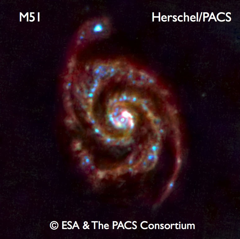 [Image: Composite Herschel/PACS image of M51]