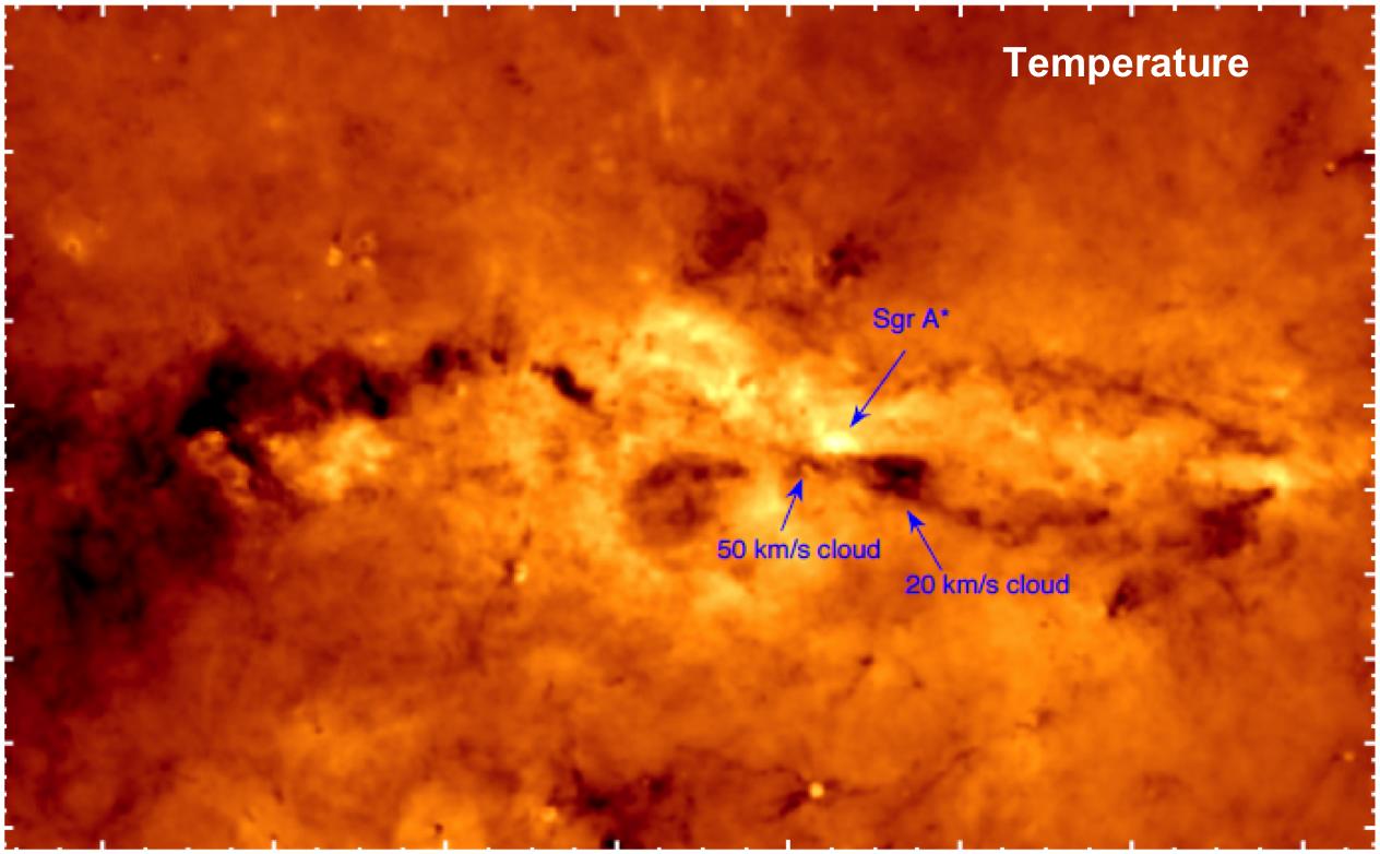 The Galactic Centre as seen by Herschel (temperature map) The Galactic Centre as seen by Herschel (temperature map)