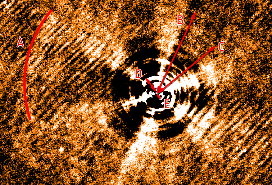 A study of IRC+10216 has revealed a series of dust shells that have never been seen before (with annotations). Credit: ESA/PACS/MESS Consortia A study of IRC+10216 has revealed a series of dust shells that have never been seen before (with annotations). Credit: ESA/PACS/MESS Consortia
