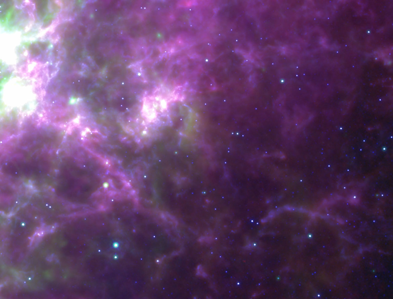 Spitzer/IRAC/MIPS and Herschel/SPIRE composites of SN1987A remnant in the Large Magellanic Cloud (Courtesy HERITAGE)