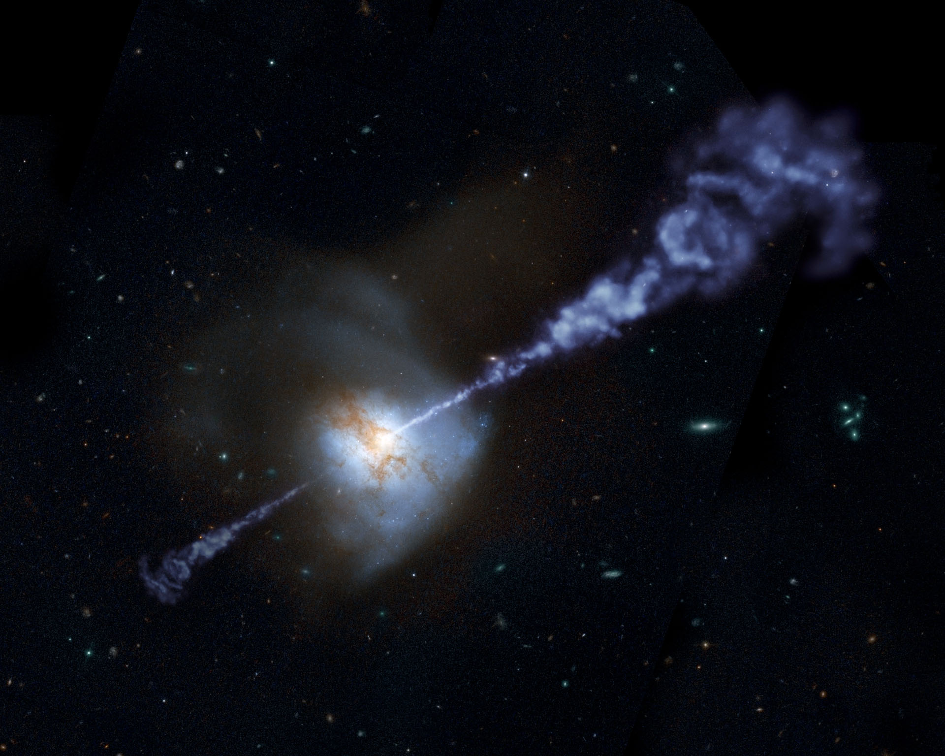 Artist's impression of galactic outflows. Copyright: NASA/JPL-Caltech/R. Hurt