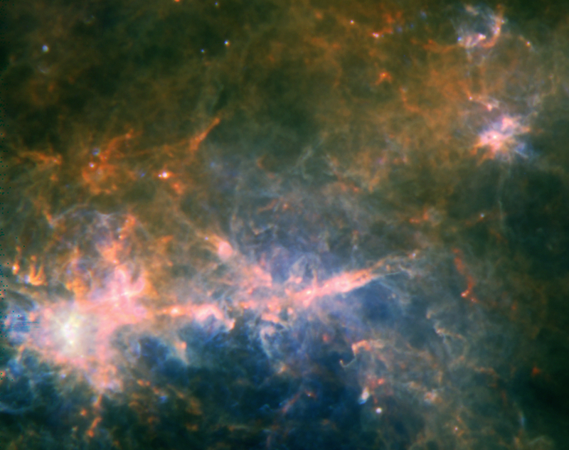 Filament (G49) detected in the Milky Way. Credit: ESA/Herschel/PACS/SPIRE/Ke Wang et al. 2015