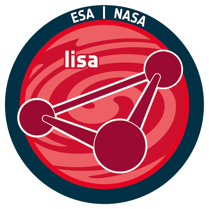 LISA mission patch is shown in the image. Is the logo for the mission formed by the three LISA modules in red