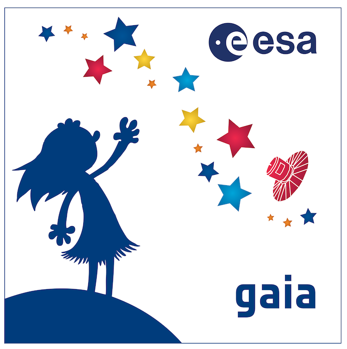 A girl named Sharly standing on the Earth surface is reaching for the stars and waving at the Gaia spacecraft