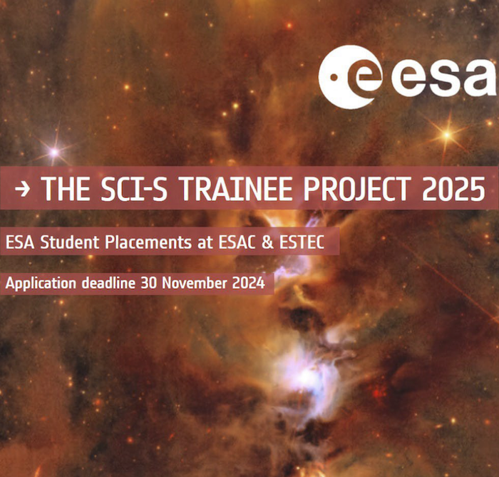 An extract of the poster advertising the ESA traineeships against a background of stars