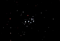 Pleiades animation generated using Hipparcos data. This is an 8x6 degree field. The movement of the stars over 120,000 years is shown.